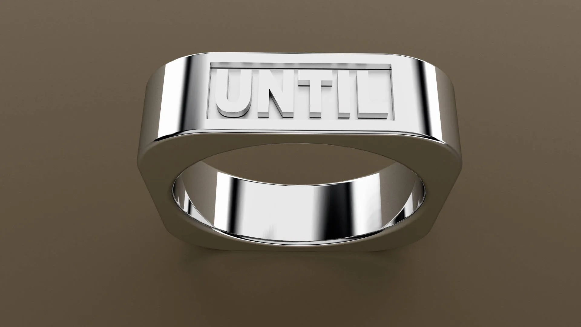 Polished White Gold 6mm Square Message Wedding Band