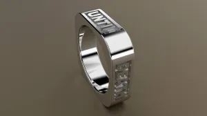 Polished White Gold 6mm Square Message Wedding Band