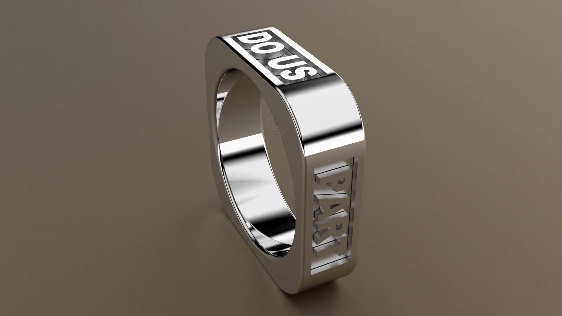 Polished White Gold 6mm Square Message Wedding Band