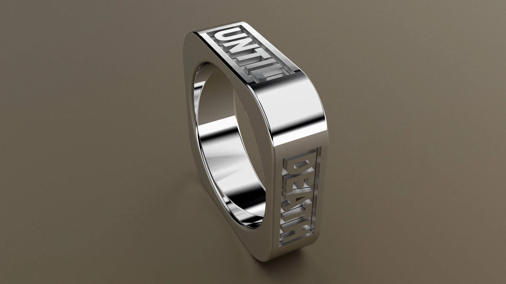 Polished White Gold 6mm Square Message Wedding Band