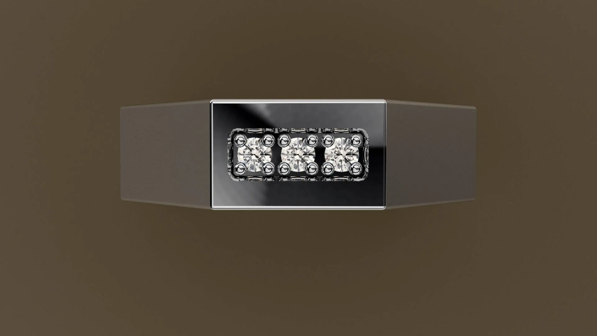Polished White Gold Dimaond 6mm Octagon Wedding Band