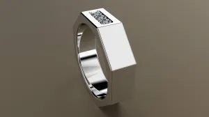 Polished White Gold Dimaond 6mm Octagon Wedding Band
