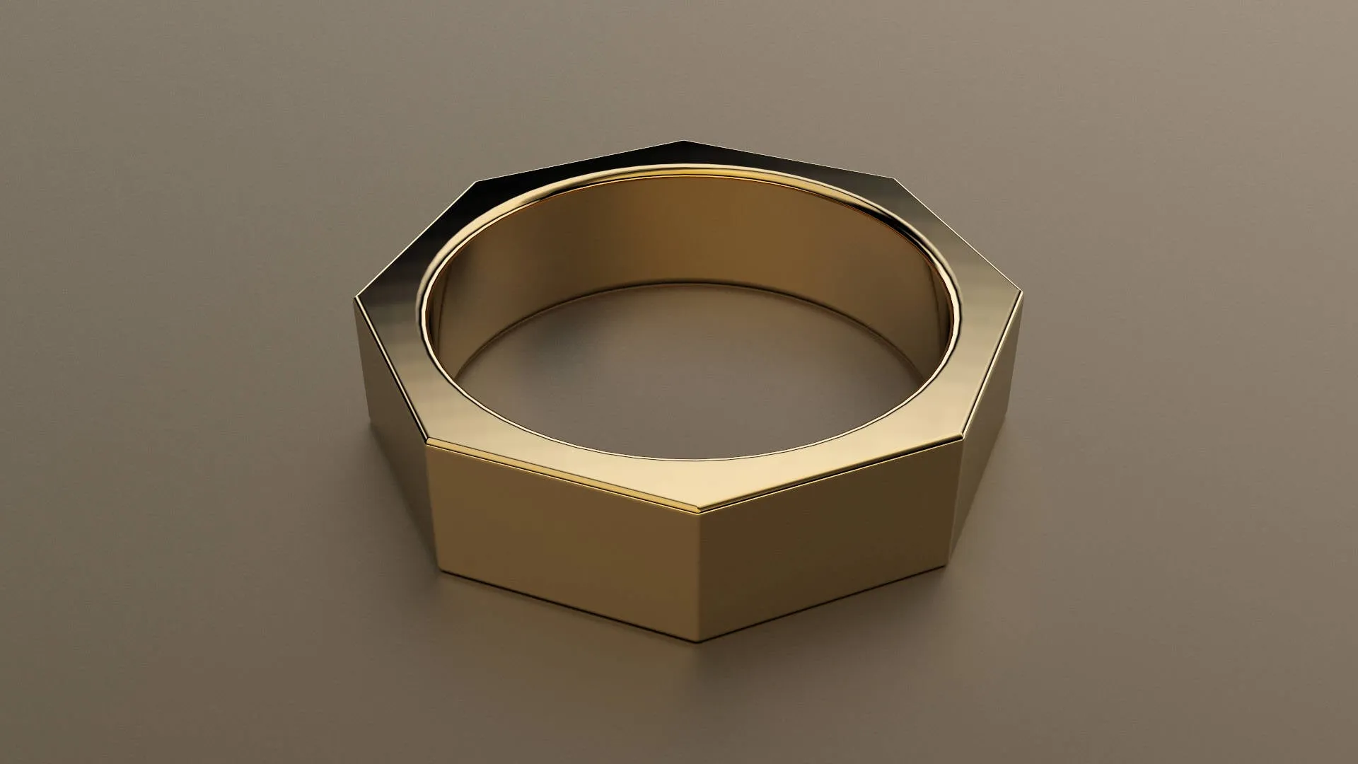 Polished Yellow Gold 6mm Octagon Bolt Wedding Band