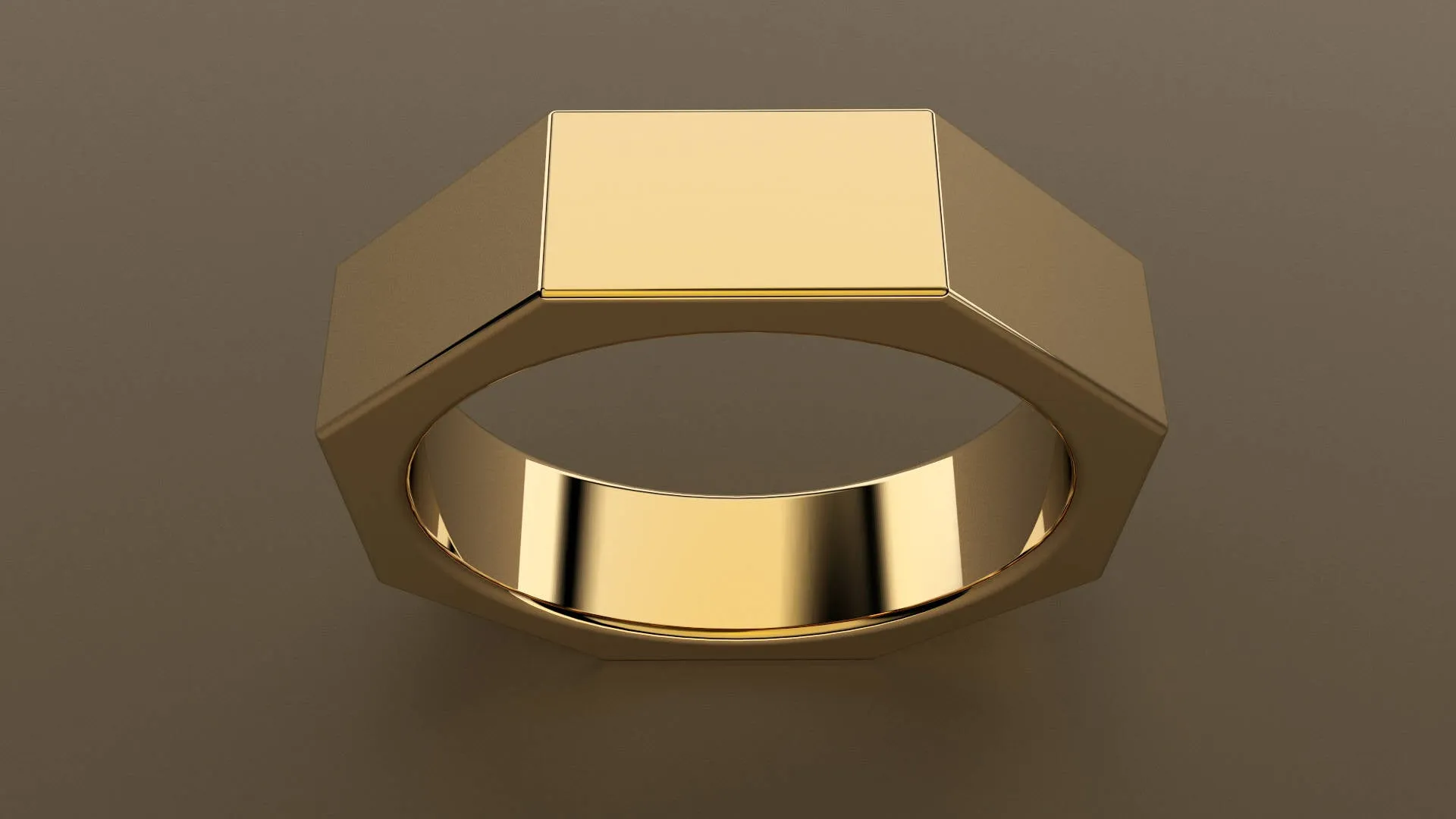 Polished Yellow Gold 6mm Octagon Bolt Wedding Band