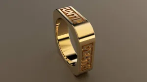 Polished Yellow Gold 6mm Square Message Wedding Band