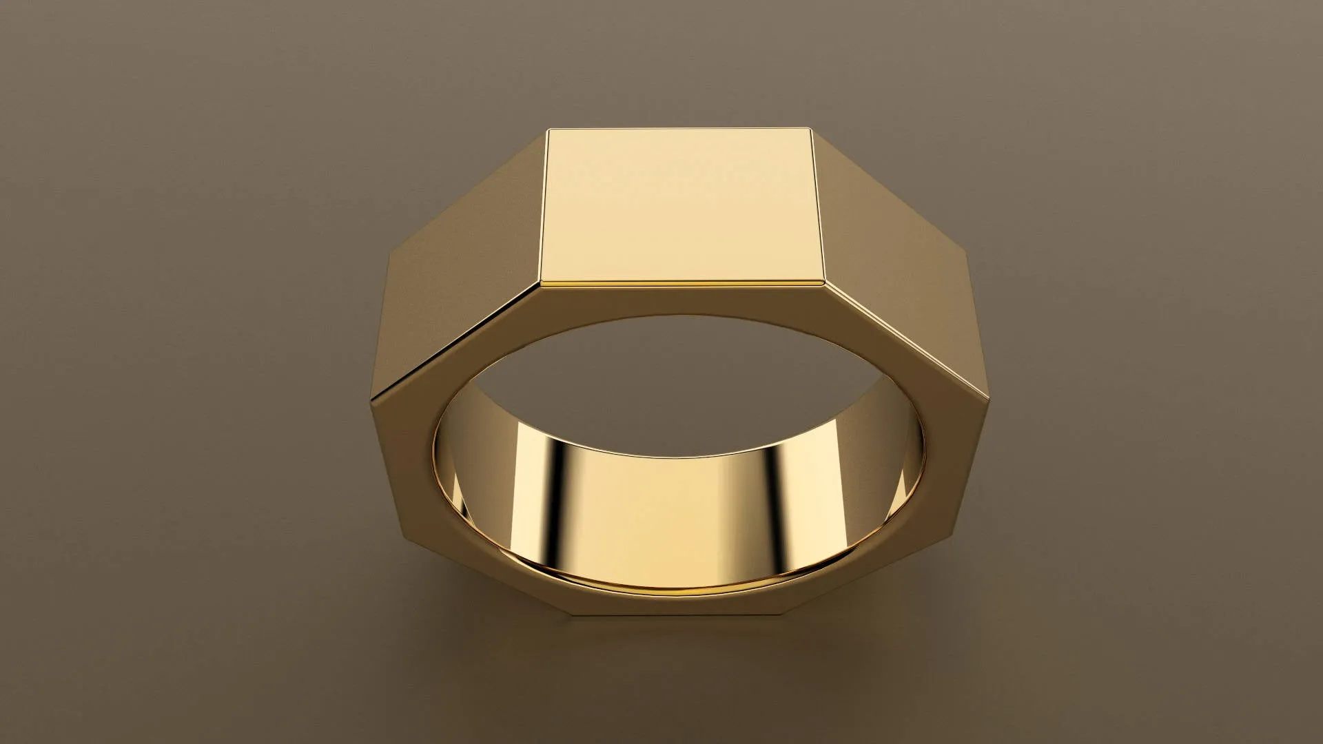 Polished Yellow Gold 8mm Octagon Bolt Wedding Band
