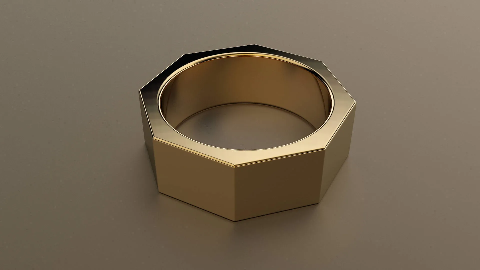 Polished Yellow Gold 8mm Octagon Bolt Wedding Band