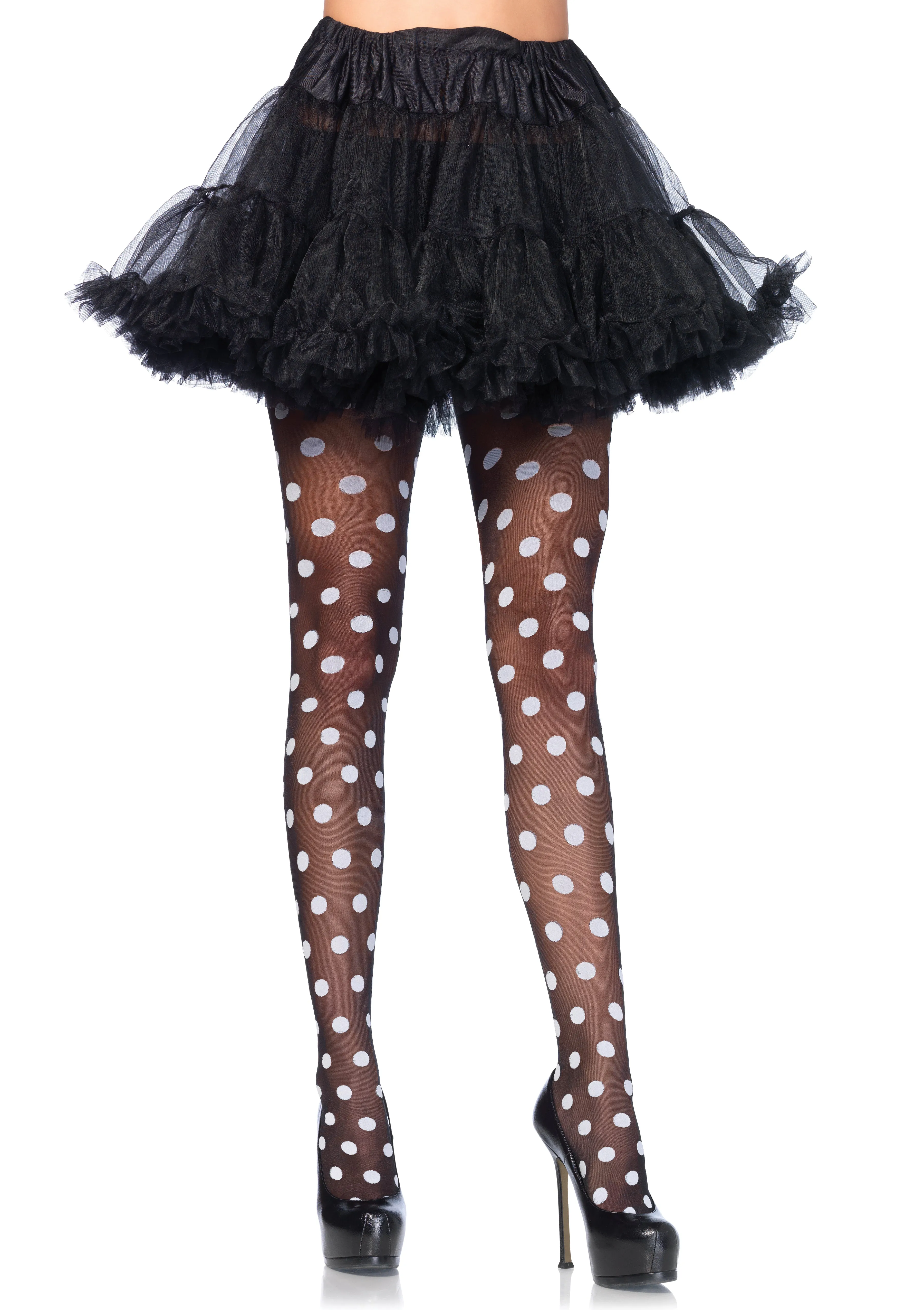 Polka Dot Pantyhose - One Size - Black/white