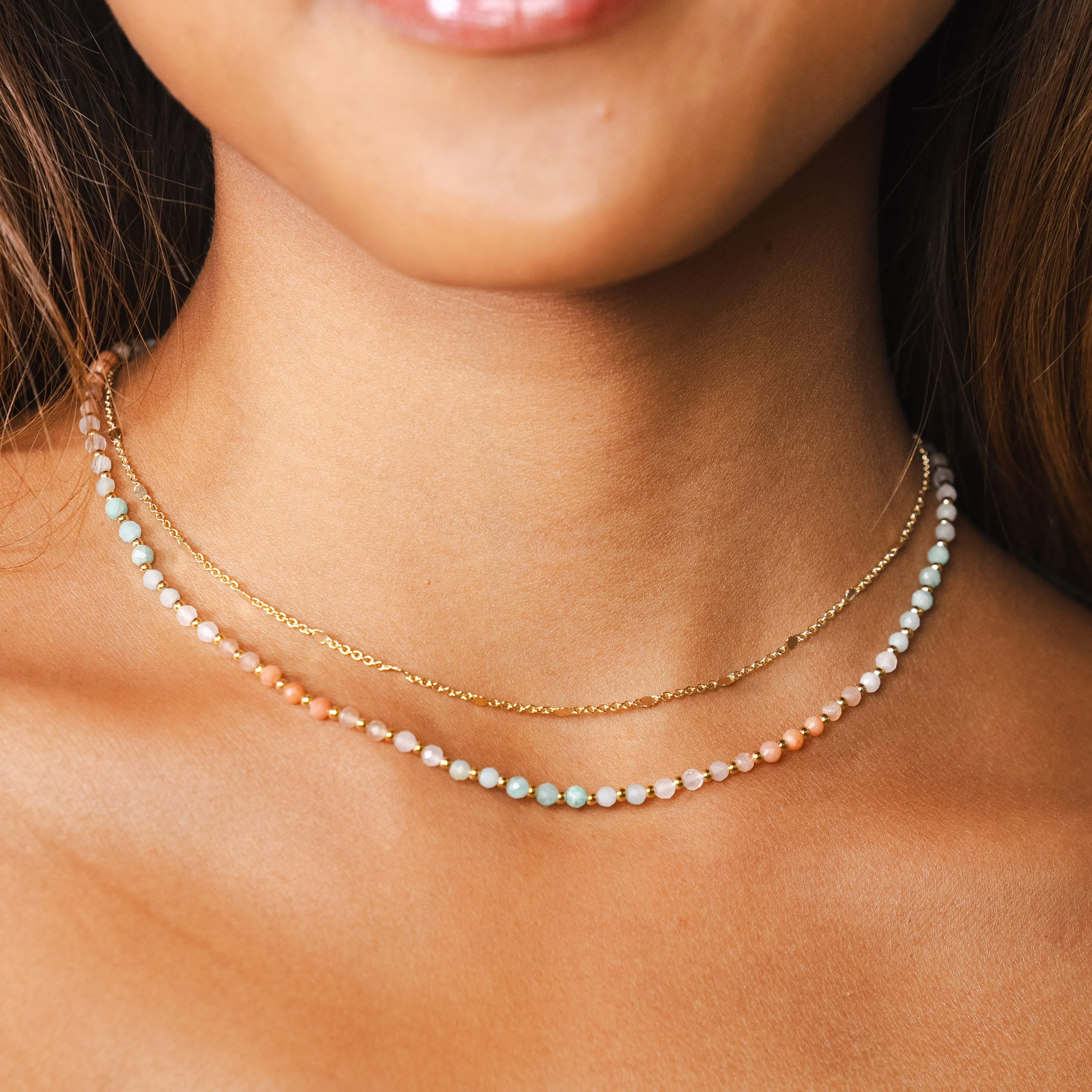 Positive Energy 3mm Healing   Circles in the Sand Necklace Stack