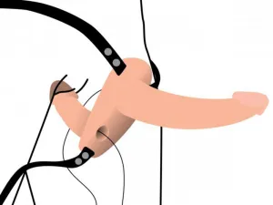 Power Pegger Silicone Vibrating Double  With  Harness - Flesh