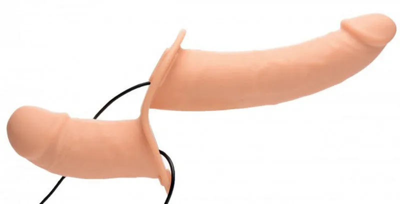 Power Pegger Silicone Vibrating Double  With  Harness - Flesh