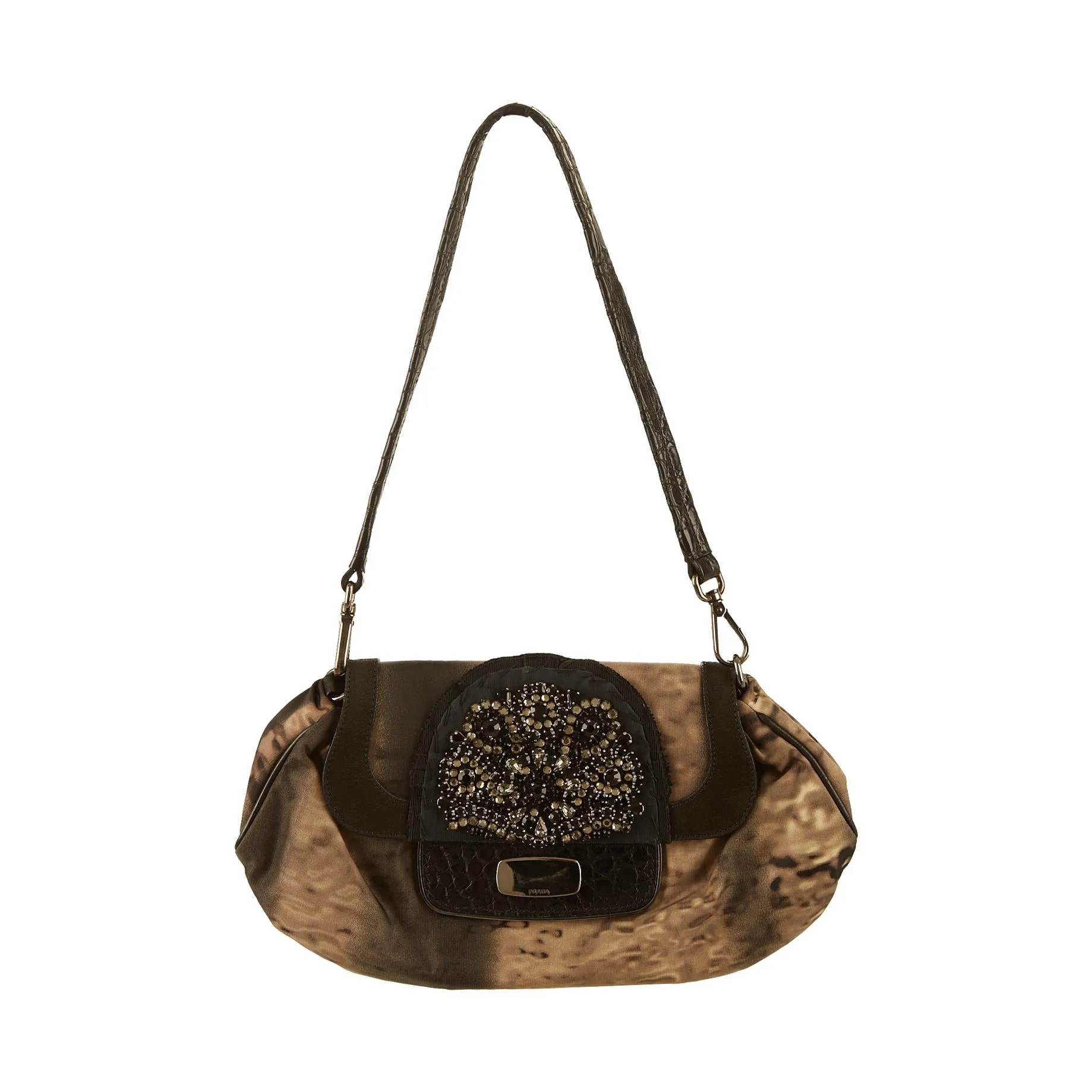 Prada Grey Embellished Shoulder Bag