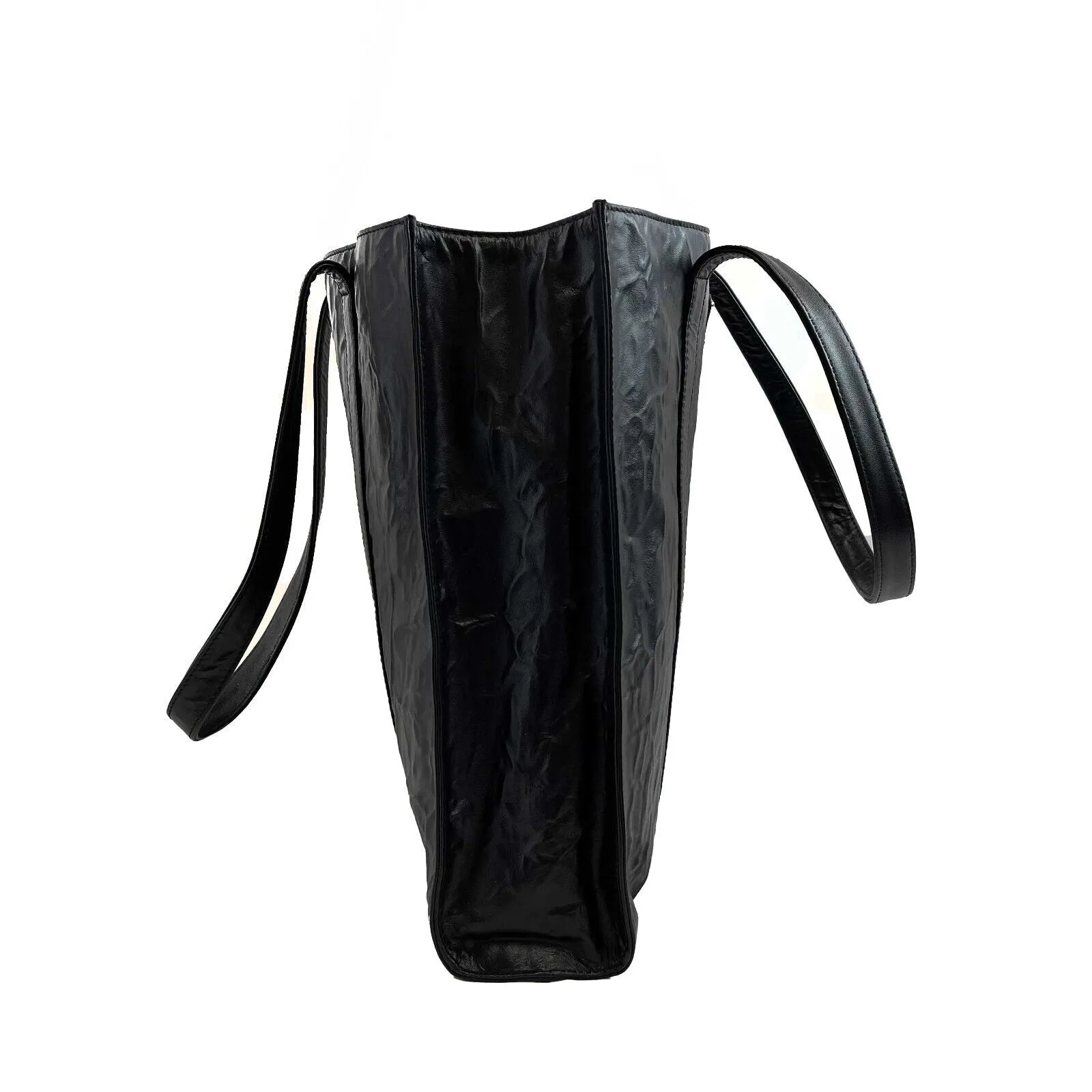Prada - Pristine - Small Antique Nappa Shopping Leather Tote - Black - Handbag