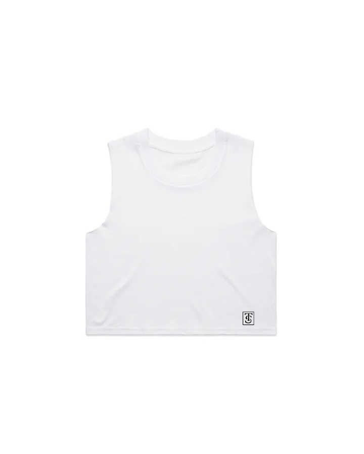 Premium Crop Tank - White