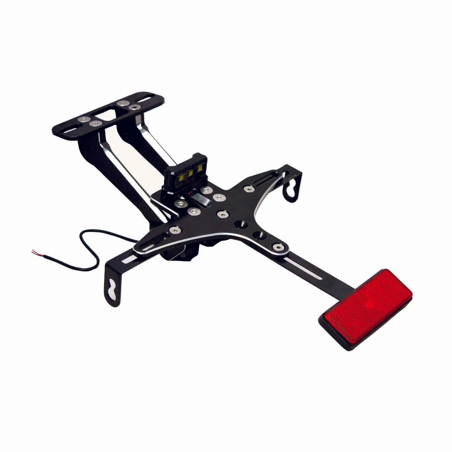 Premium Quality Pure CNC Universal  Adjustable Tail Tidy with Number Plate Holder with LED for All Bikes (Black).