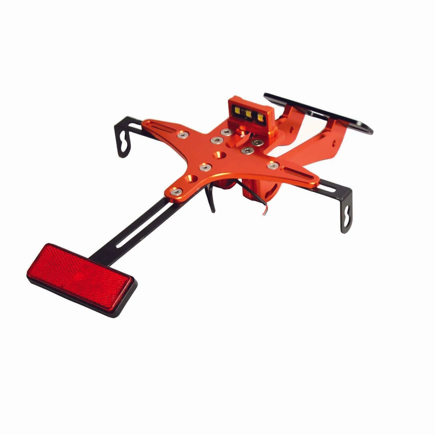 Premium Quality Pure CNC Universal  Adjustable Tail Tidy with Number Plate Holder with LED for All Bikes (Orange).