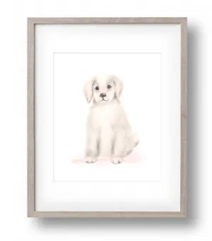 Puppy Nursery Art Print - Sweet Blush