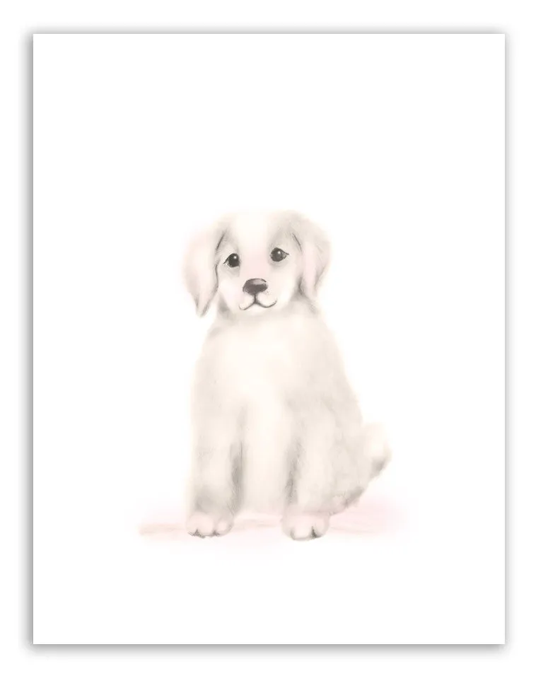 Puppy Nursery Art Print - Sweet Blush