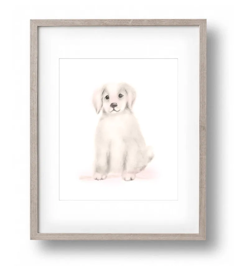 Puppy Nursery Art Print - Sweet Blush