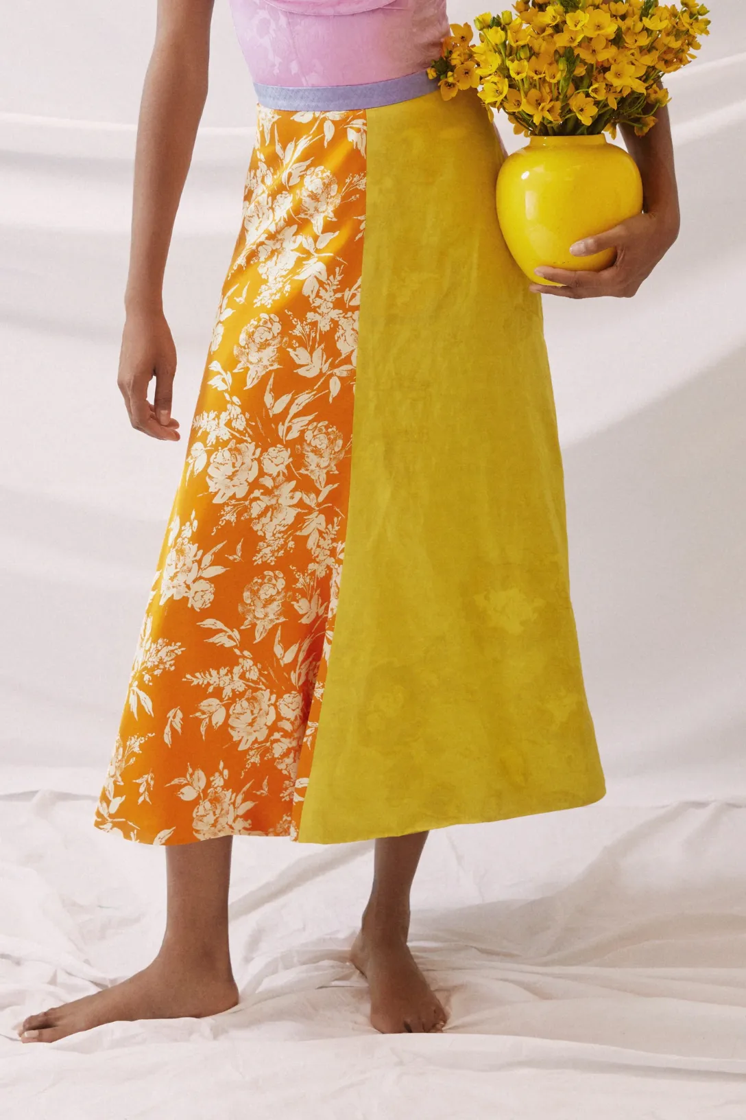 Quartered A-Line Skirt In Floral Jacquard | Rainbow