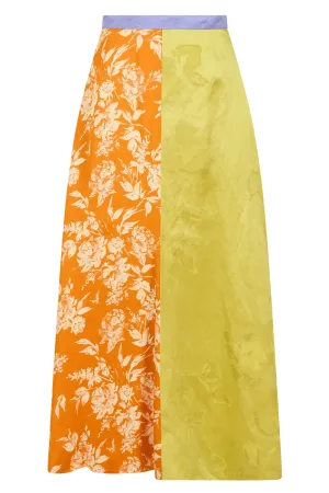 Quartered A-Line Skirt In Floral Jacquard | Rainbow