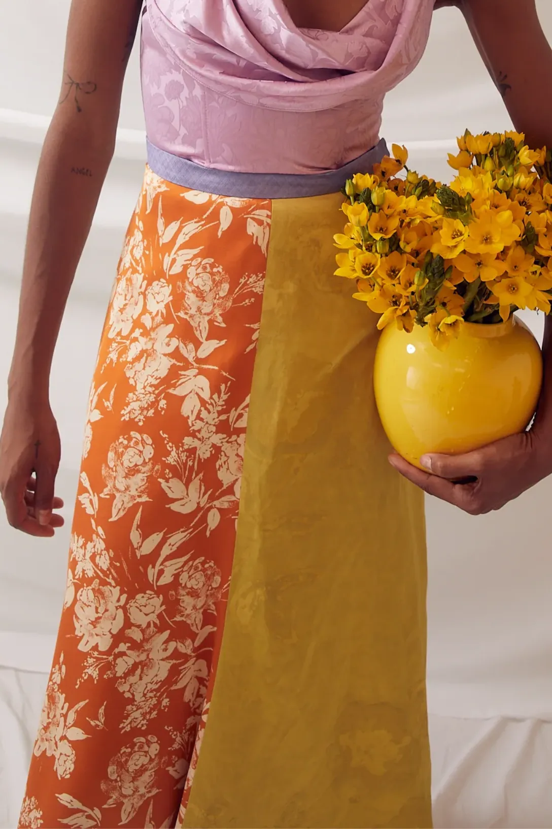 Quartered A-Line Skirt In Floral Jacquard | Rainbow