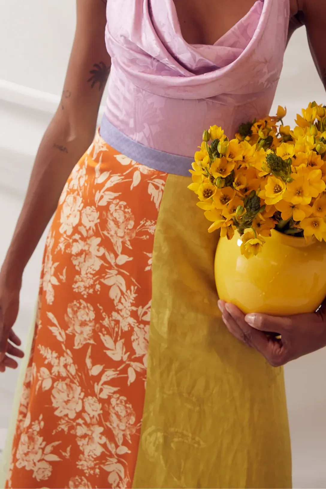 Quartered A-Line Skirt In Floral Jacquard | Rainbow
