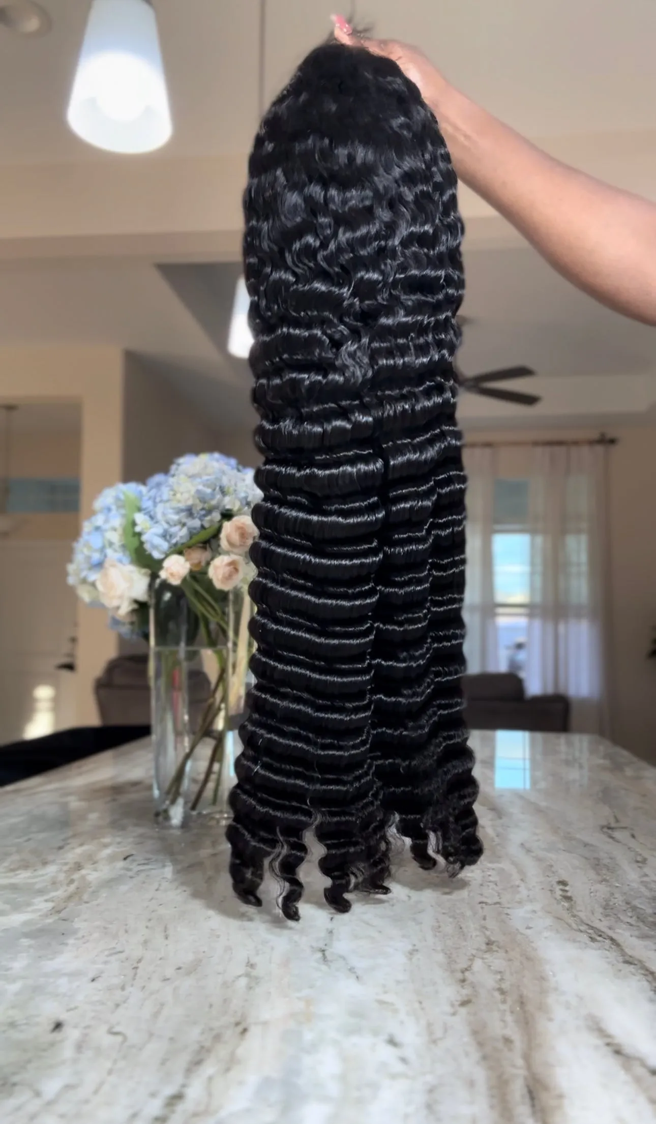 "13x6 HD LUXURY DEEP WAVE LACE FRONTAL WIGS, NATURAL BLACK"