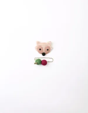 Racoon Brooch and Pin Beige