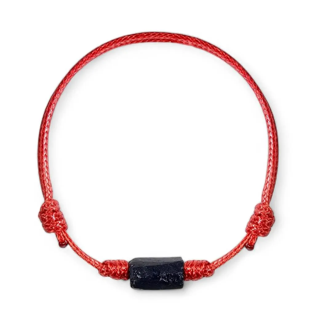 Raw Black Tourmaline Rustic Red Bracelet - EMF Shield
