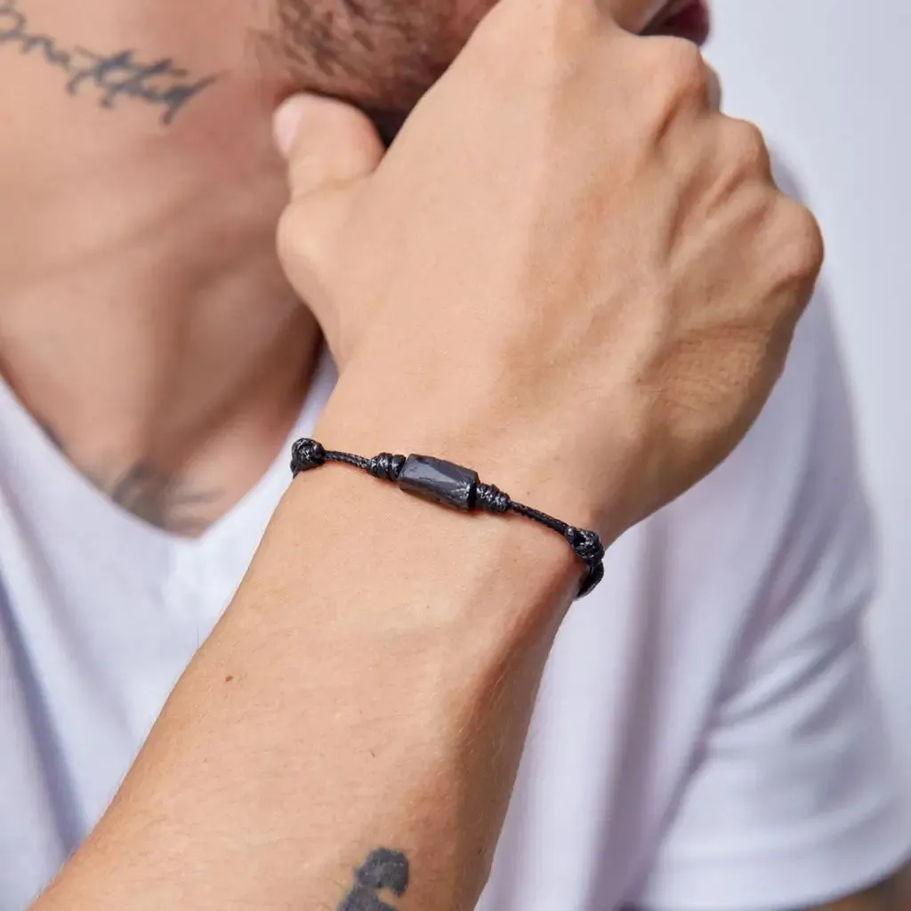Raw Black Tourmaline Rustic Red Bracelet - EMF Shield