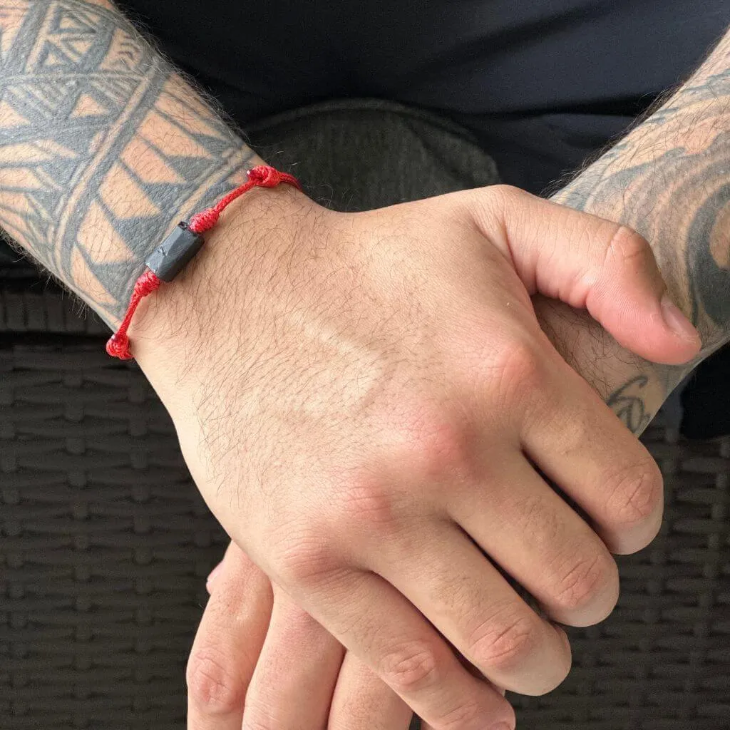 Raw Black Tourmaline Rustic Red Bracelet - EMF Shield