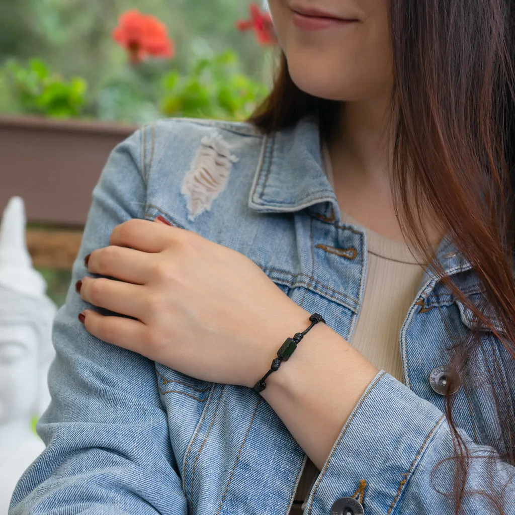 Raw Black Tourmaline Rustic Red Bracelet - EMF Shield