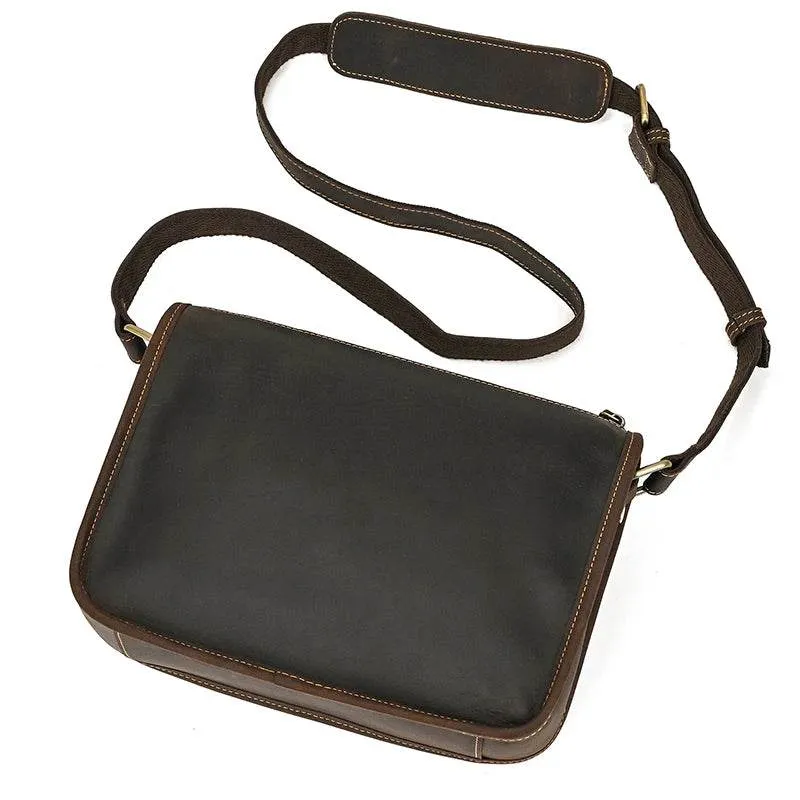 Retro Crazy Horse Leather Crossbody Shoulder Bag Men