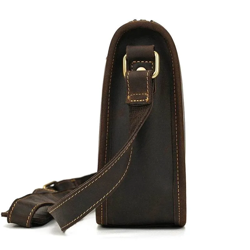 Retro Crazy Horse Leather Crossbody Shoulder Bag Men