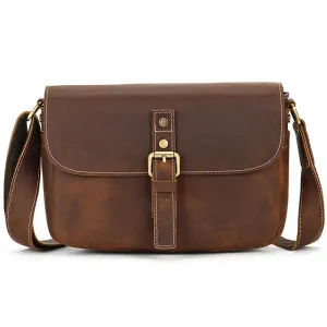 Retro Crazy Horse Leather Crossbody Shoulder Bag Men