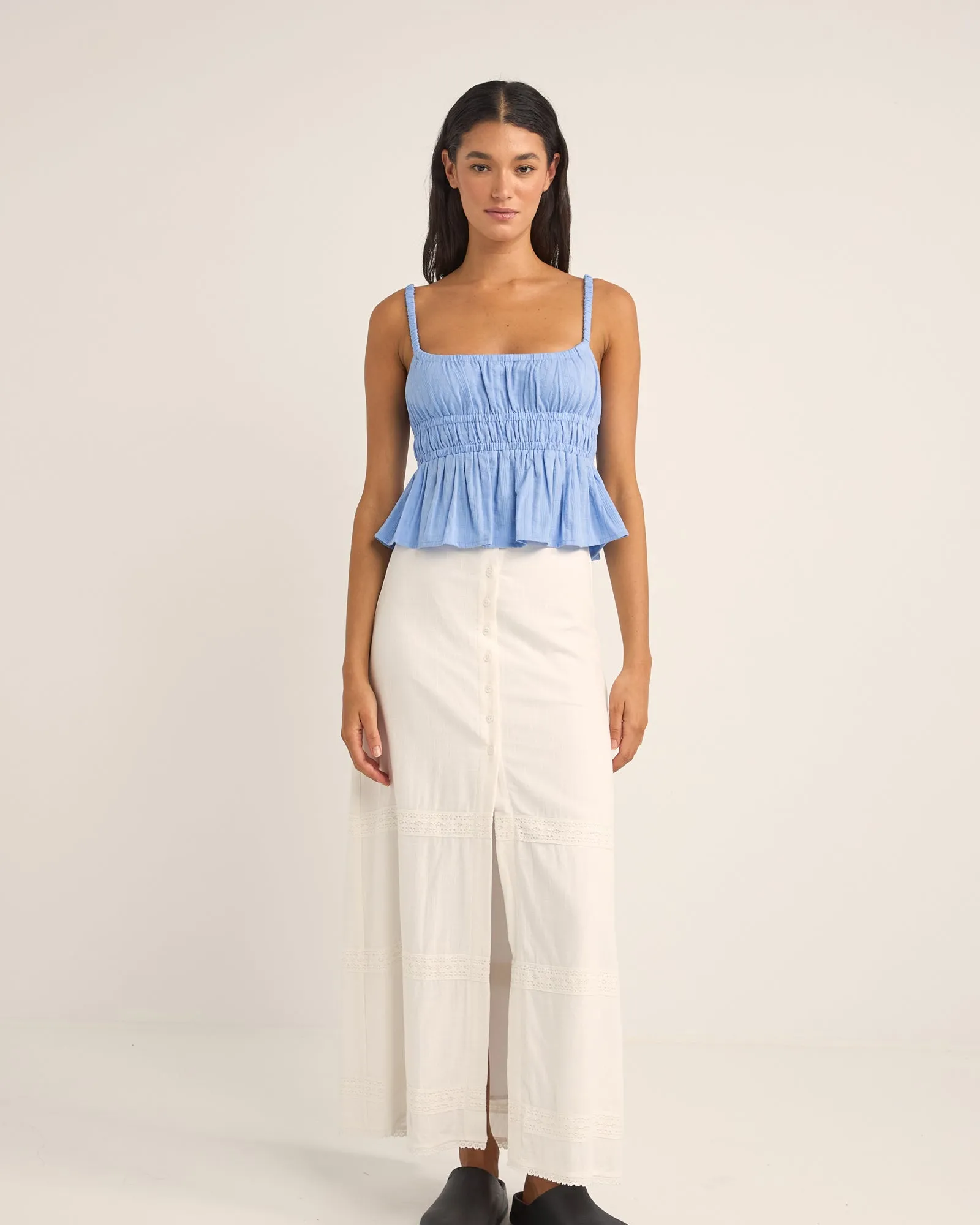 RHYTHM TYLER BABY DOLL TOP - CORNFLOWER