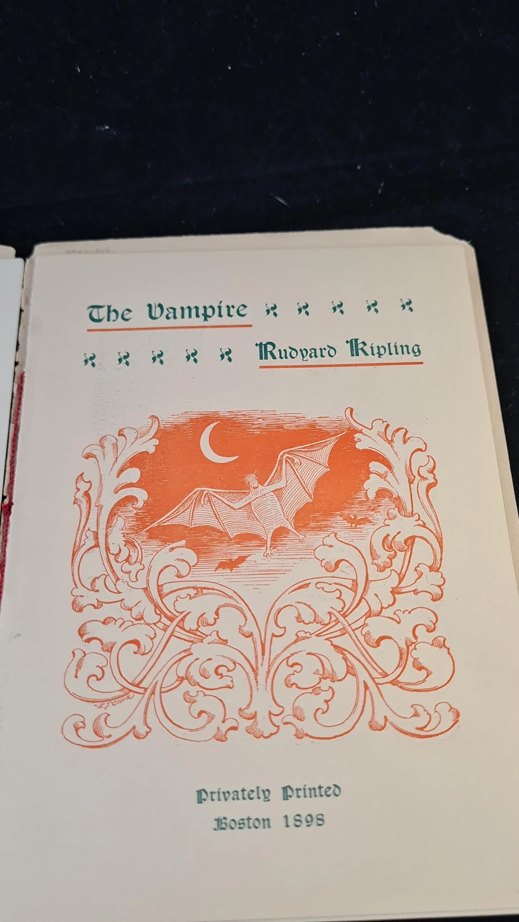 Rudyard Kipling - The Vampire, Privately Printed, 1898