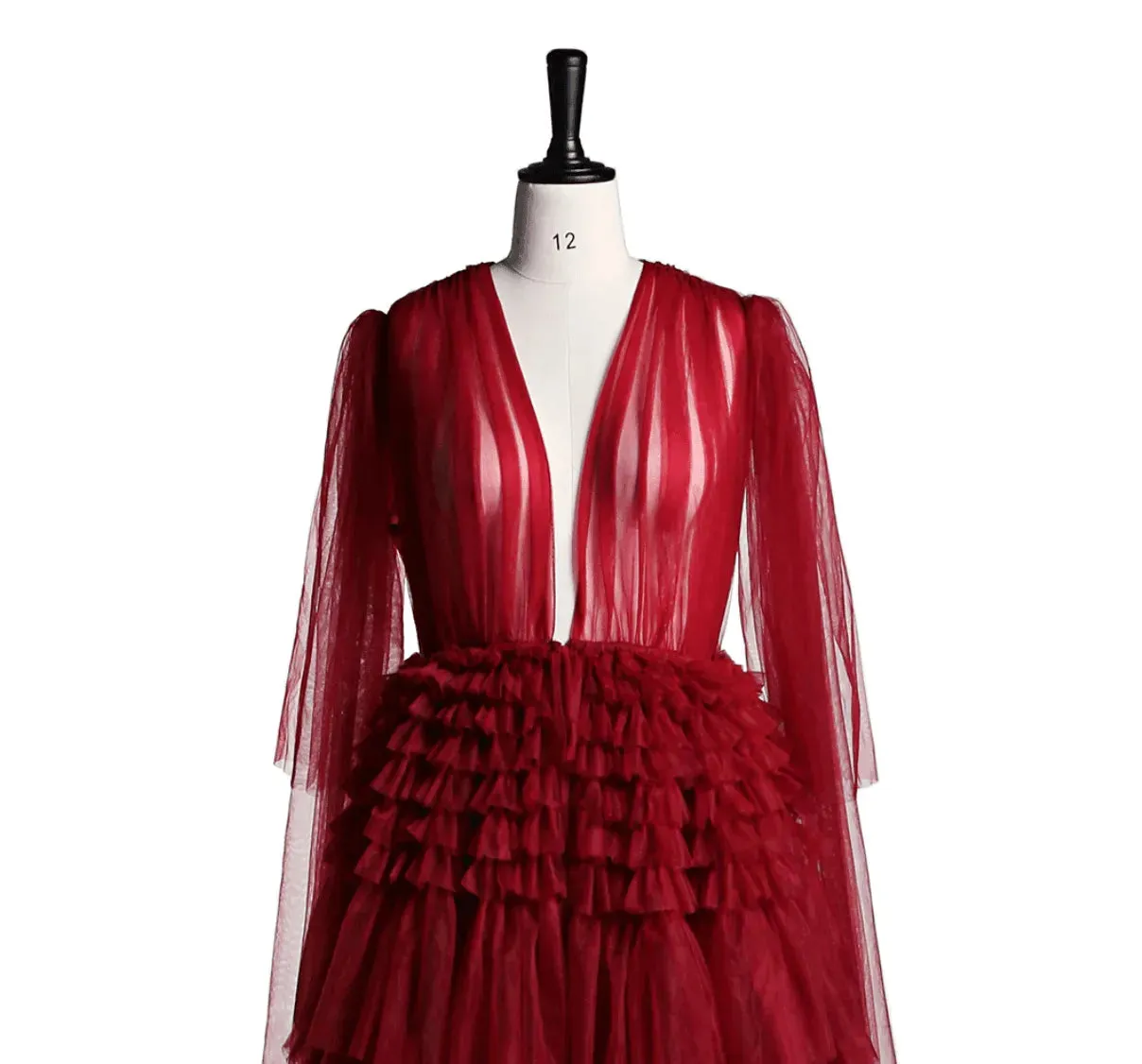 Ruffles Front Open Luxury Robe
