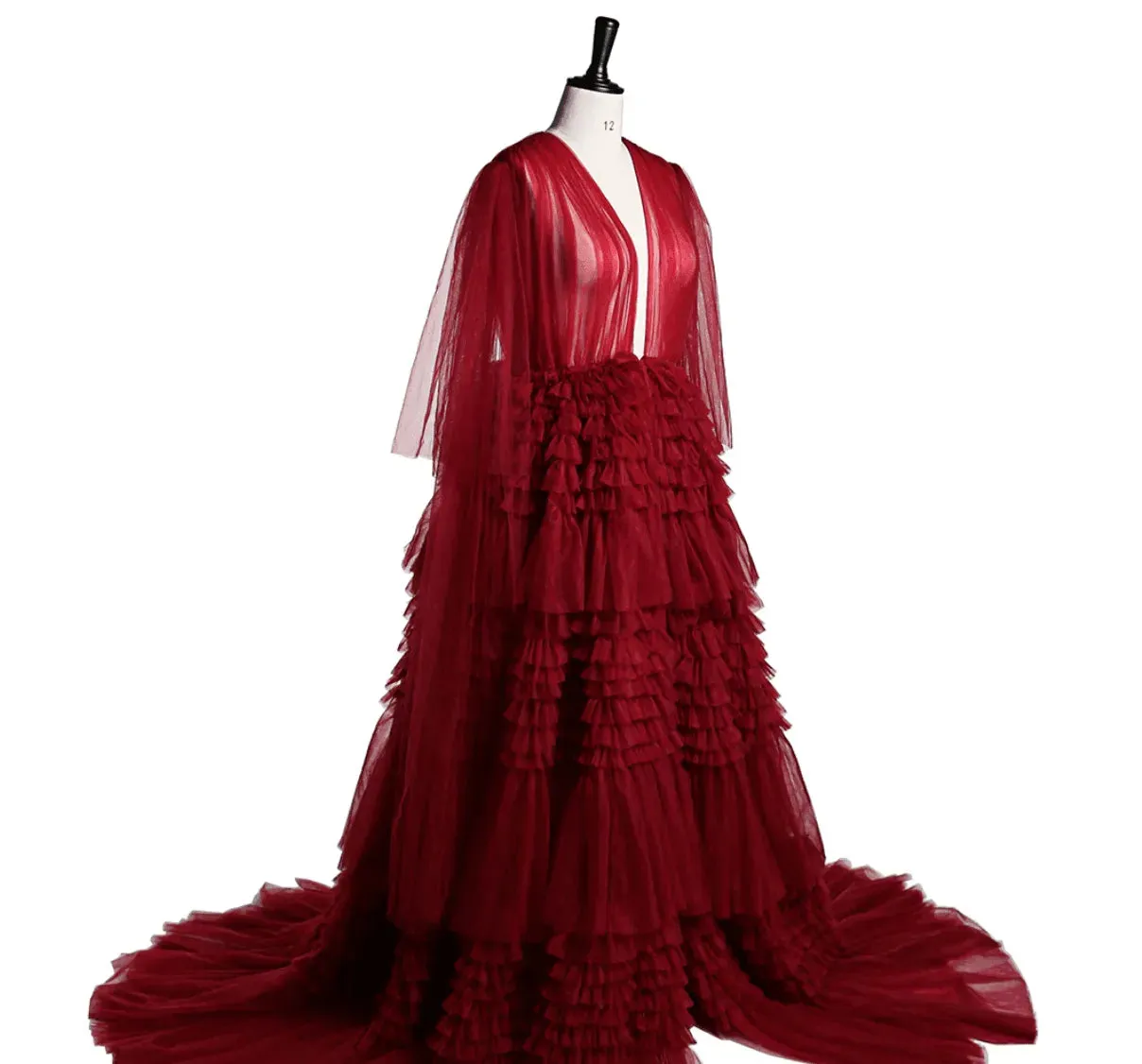 Ruffles Front Open Luxury Robe