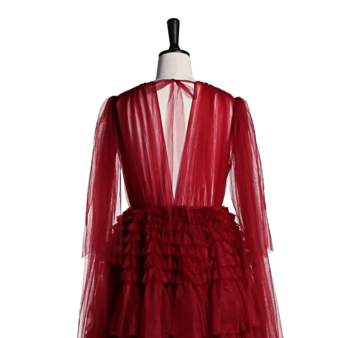 Ruffles Front Open Luxury Robe