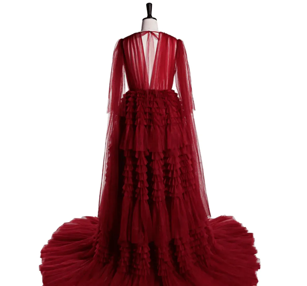 Ruffles Front Open Luxury Robe