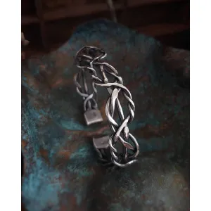 RUGGED BRAIDED BRACELET - Rustic Unisex Cuff - Solid Sterling Silver
