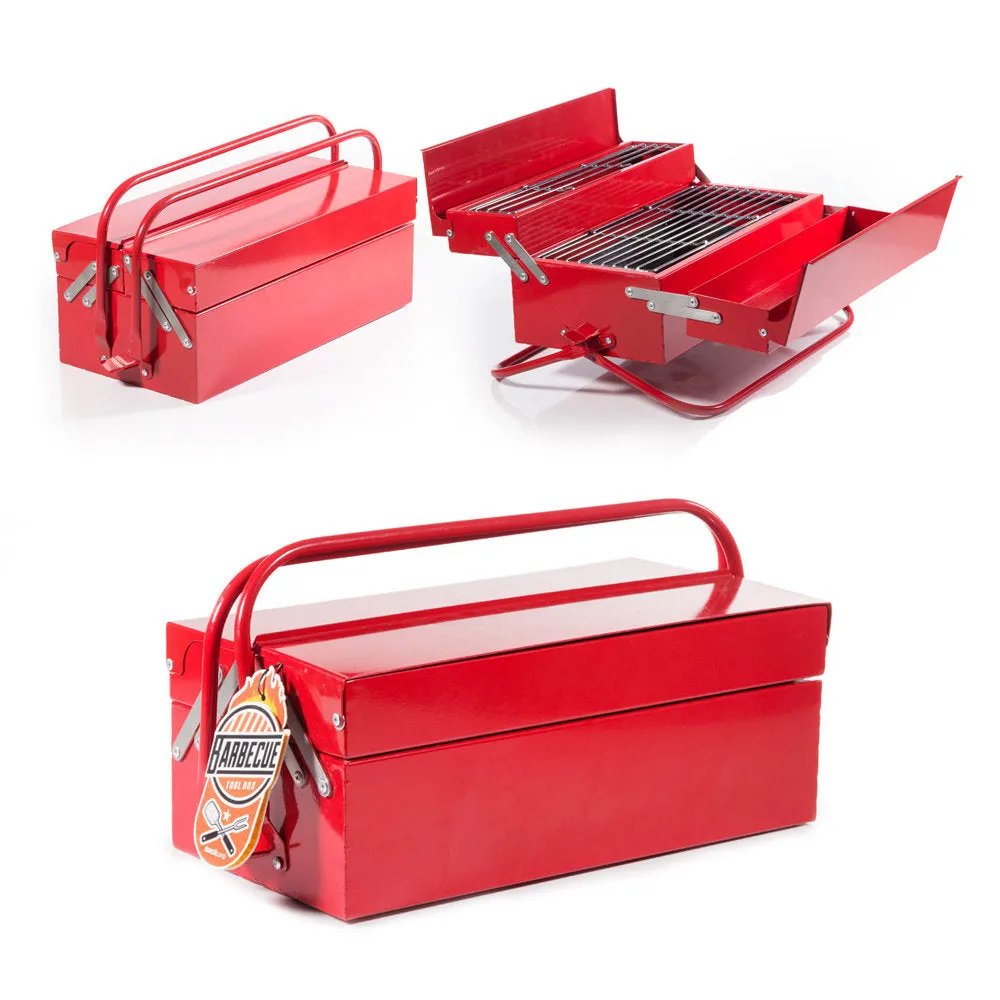 Rugged Red BBQ Metal Toolbox