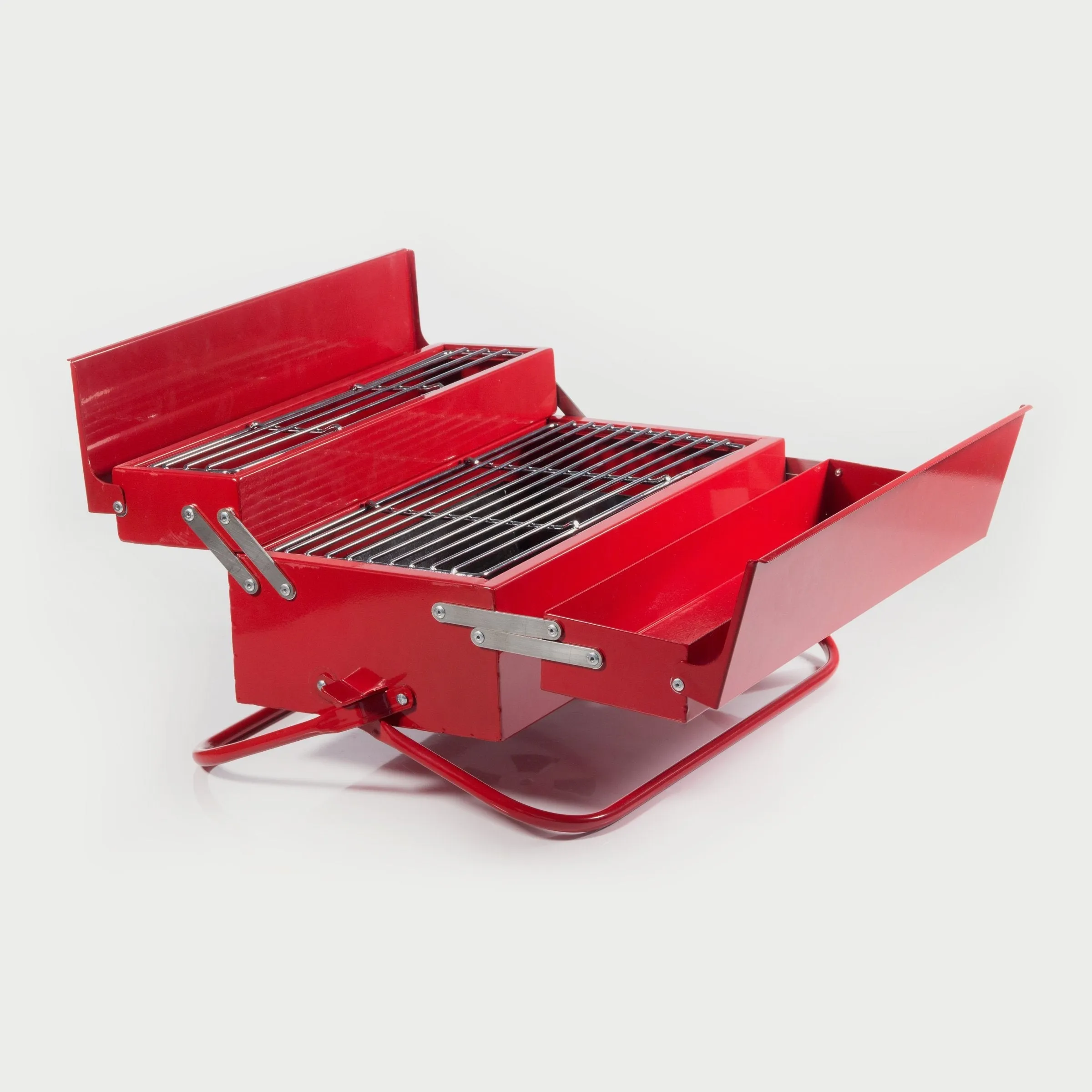 Rugged Red BBQ Metal Toolbox