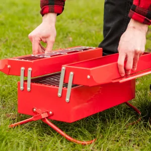 Rugged Red BBQ Metal Toolbox