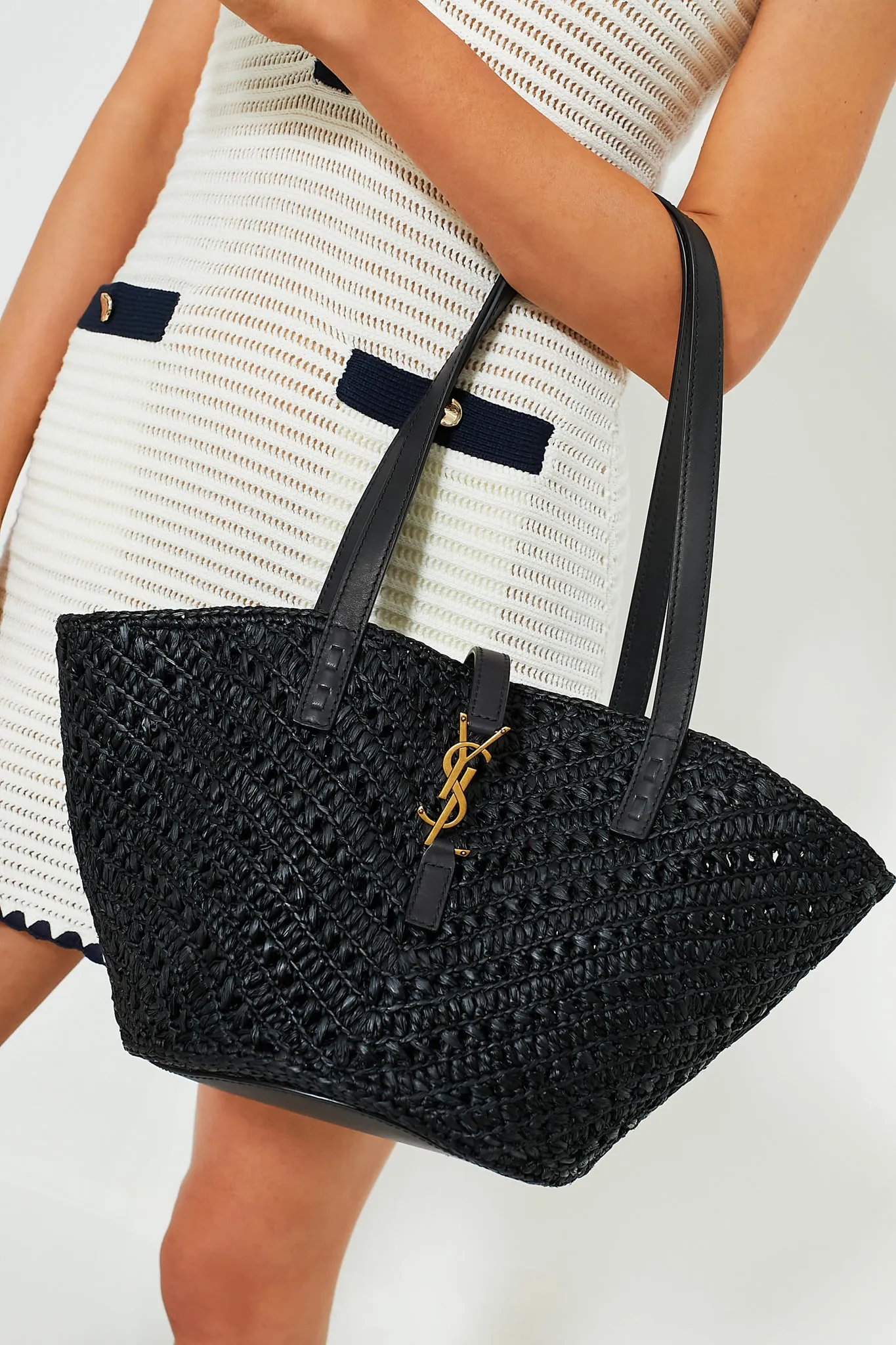 Saint Laurent Black Small Panier Tote Bag