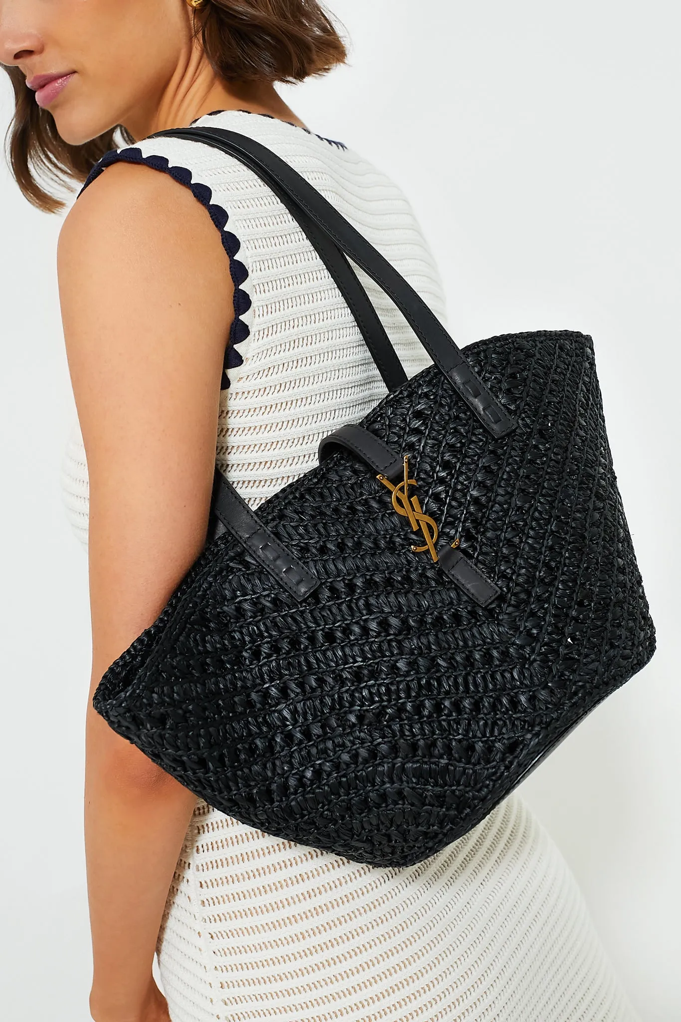 Saint Laurent Black Small Panier Tote Bag