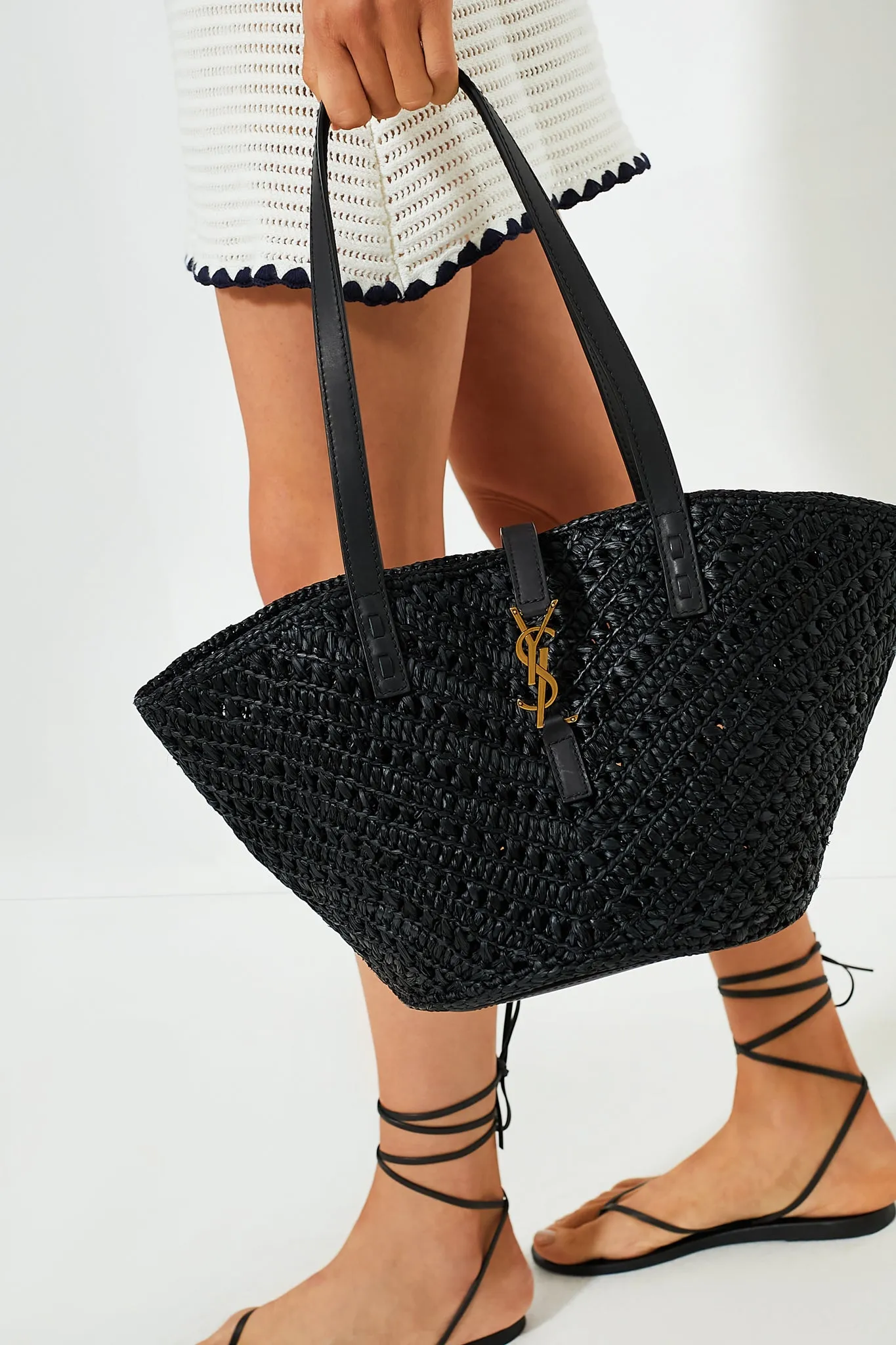 Saint Laurent Black Small Panier Tote Bag