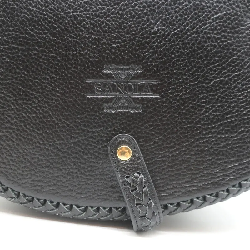 Sancia Babylon Bar Bag Black Suede & Grained Leather Medium Crossbody